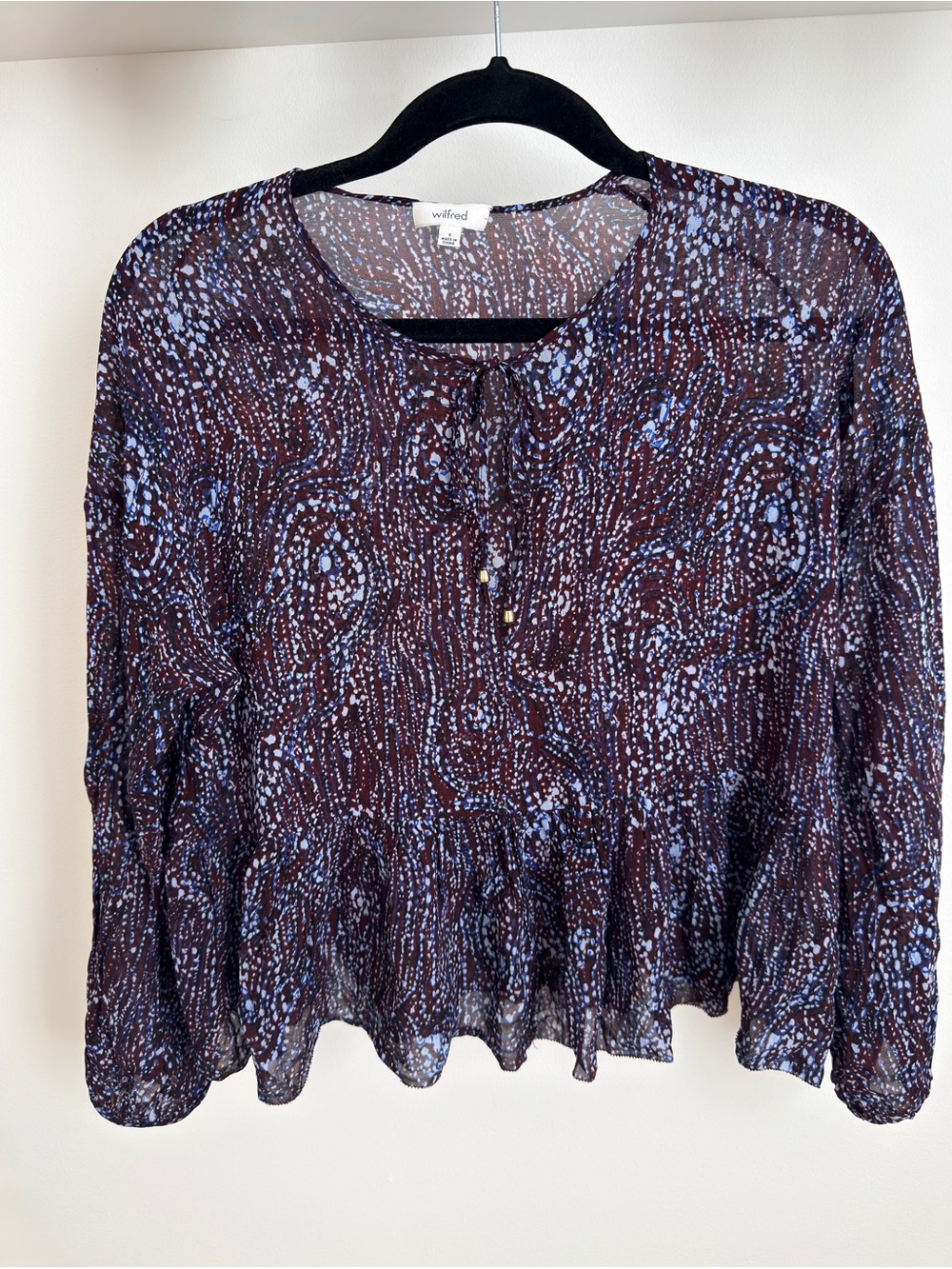 Wilfred by Aritzia Printed Peasant Blouse – Size S